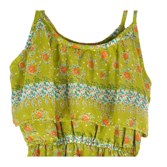 Mossimo Green Floral Sun Dress Size XS Spagetti Straps Mini Above Knee - Picture 3 of 11